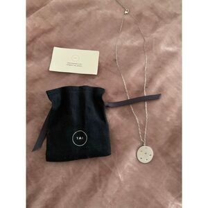 TAI Jewelry Necklace Silver Chain Coin Pendant Multi-Colored‎ Crystals